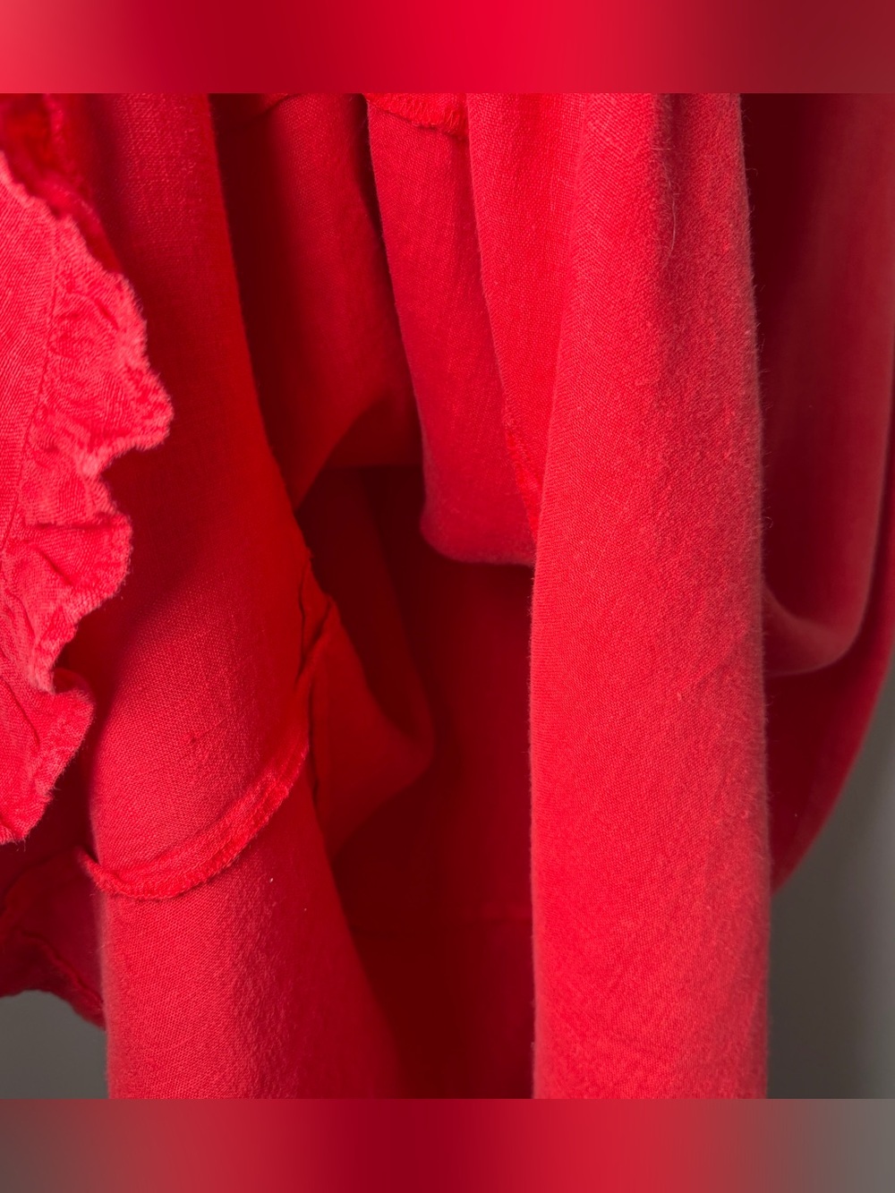 Match Point Vintage Red 100% Linen Ruffle Hem Maxi Skirt Made in USA Size XL - Picture 4 of 7